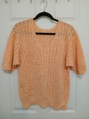 Vtg 90s Handknit Ladies 100% Cotton Summer Top